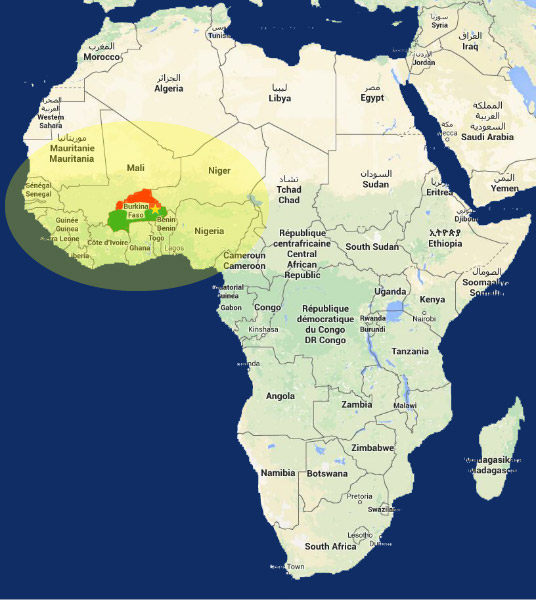 BKF-FI au coeur de l'Afrique de l'ouest (carte)